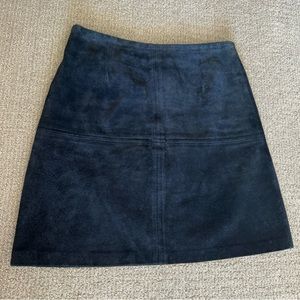 Navy Blue 100% Leather Skirt